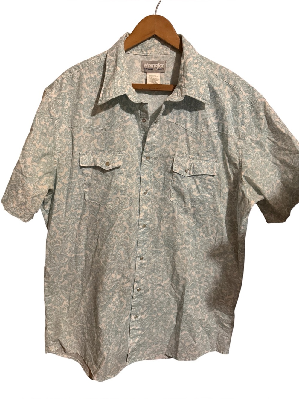 Wrangler wrancher western Pearl snap mens xlt extra large tall short sleeve